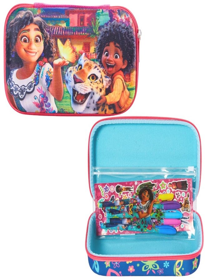 Innovative Designs Disney Encanto Pencil Case Set with Stickers and Gel Pens for Kids, Molded with Zip Closure, Pink - Image 1